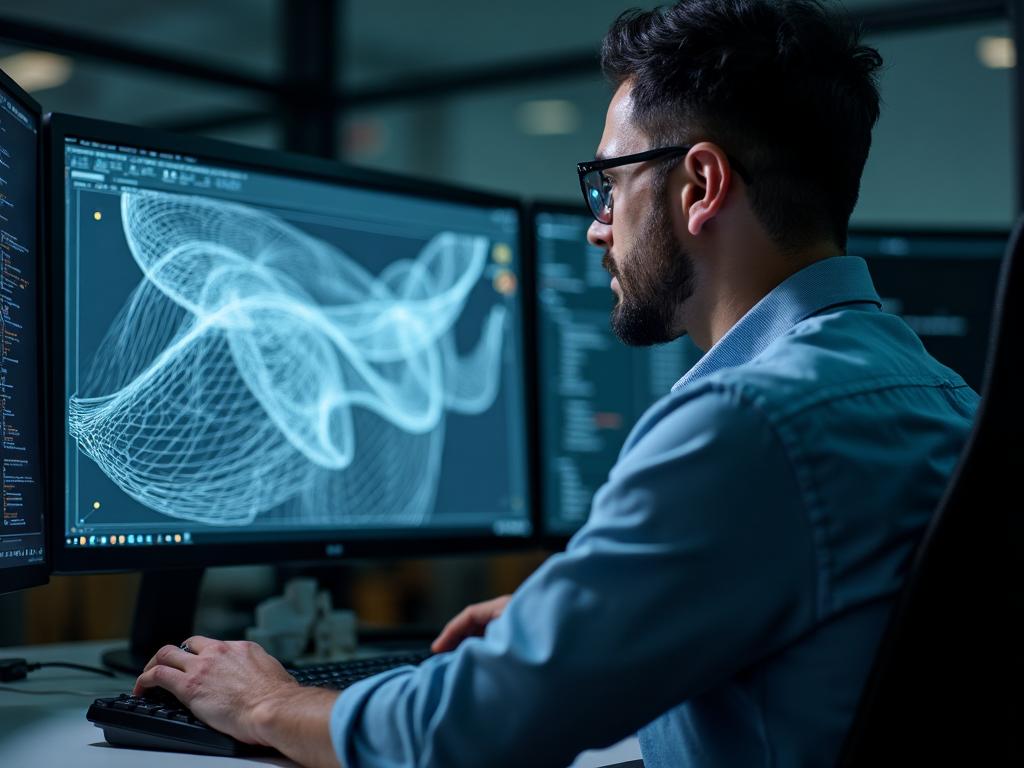 Engineer using CAD software
